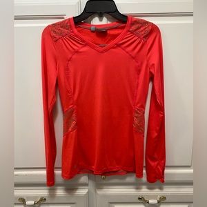 Athleta Northern Lights Reflective Long Sleeve Orange Athletic Top Women Size XS